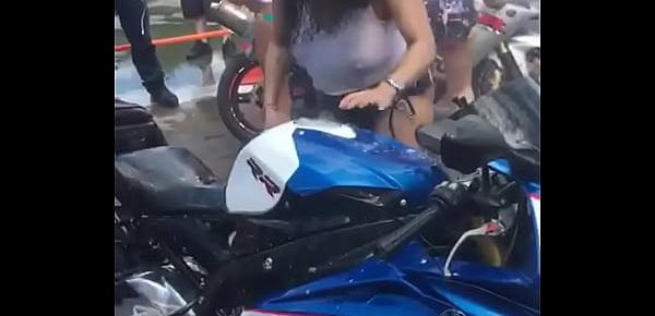  Cleaning naked sexy motorcycle